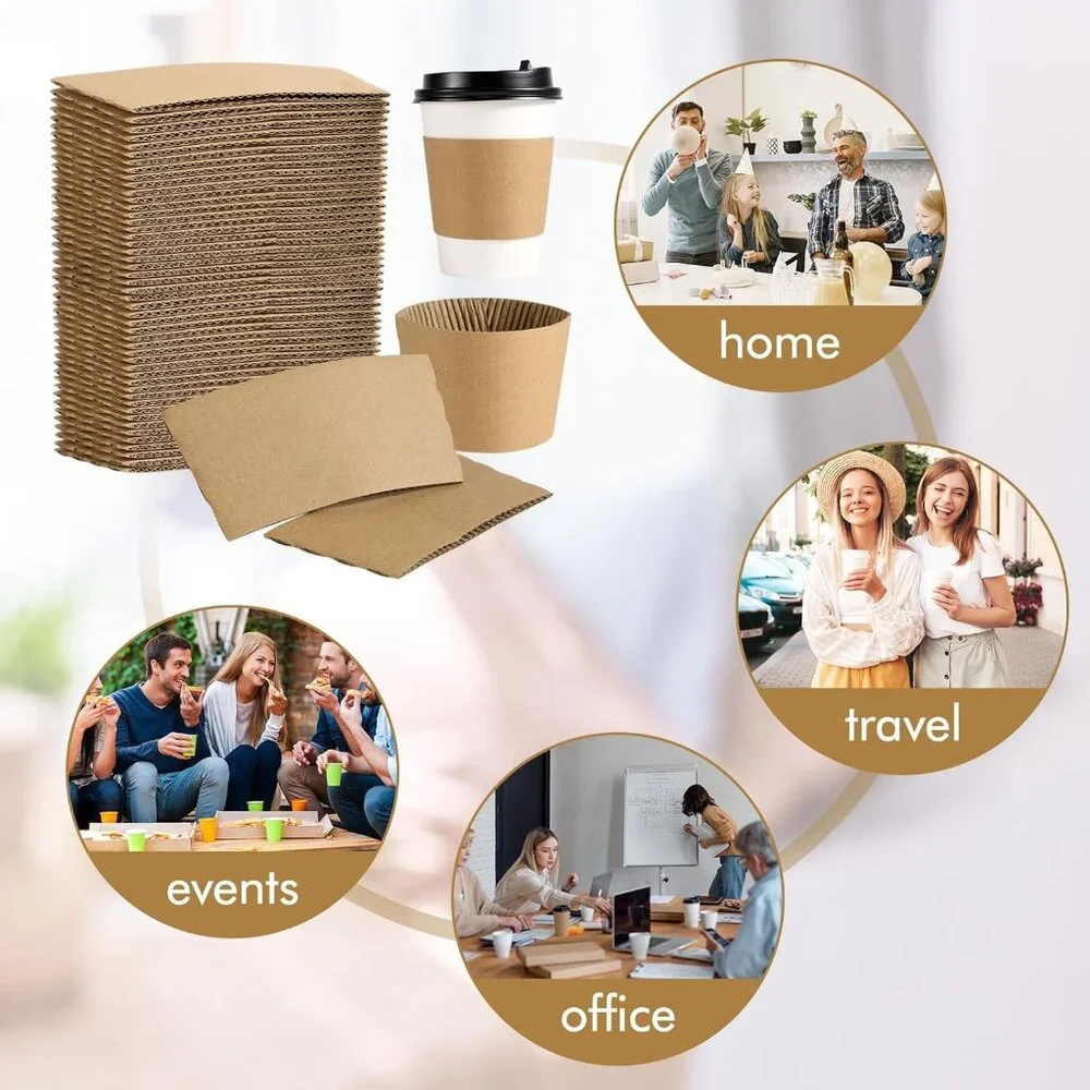 NEW DISPOSIBLE COFFEE CUP SLEEVES- READY-TO-USE ! (200/CASE)